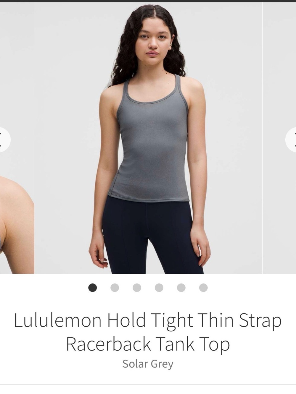NWOT lululemon athletica Solar Grey Thin-Strap Racerback Tank Sz 10ish